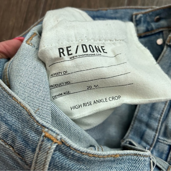 RE/DONE Comfort Stretch High Rise Ankle Crop Jeans in Hazy Indigo Sz 31 - Picture 11 of 12